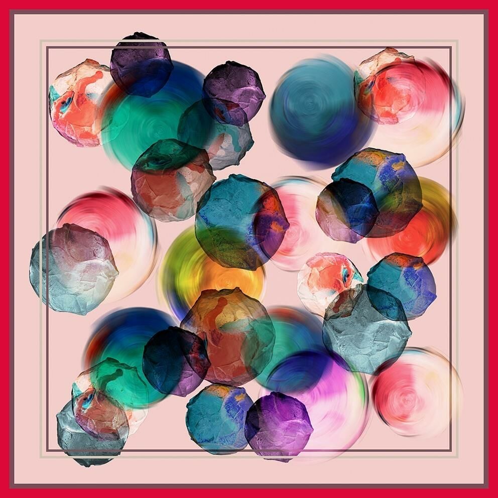 Alcanavm Etholle Pudra Pembe, Baloncuk Desenli Dijital Soft Eşarp 8689058356023