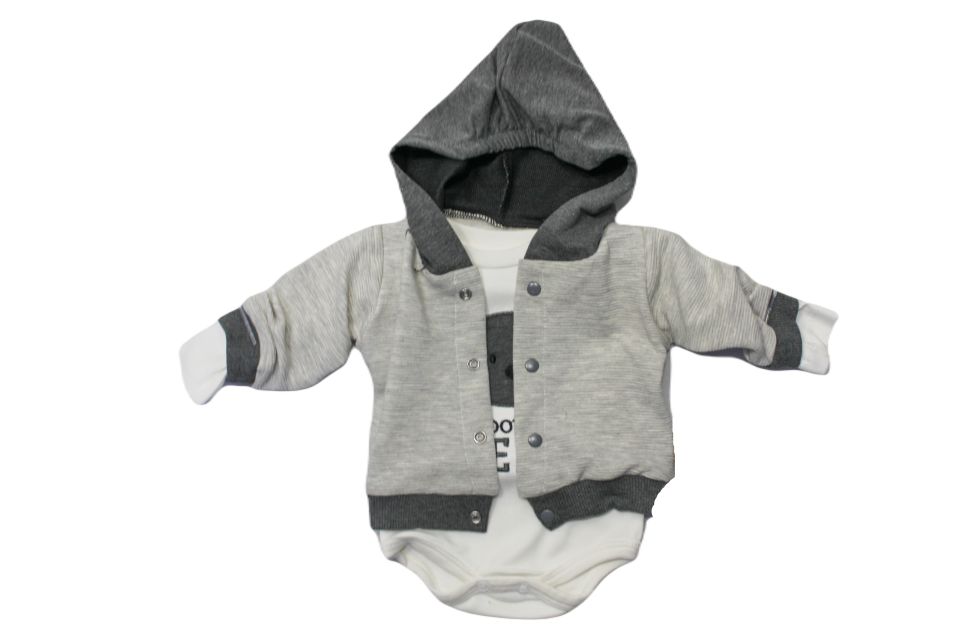 Alcan Avm Erkek Bebek Gri Kapışonu Siyah Zıbınlıklı Alt Üst Takım