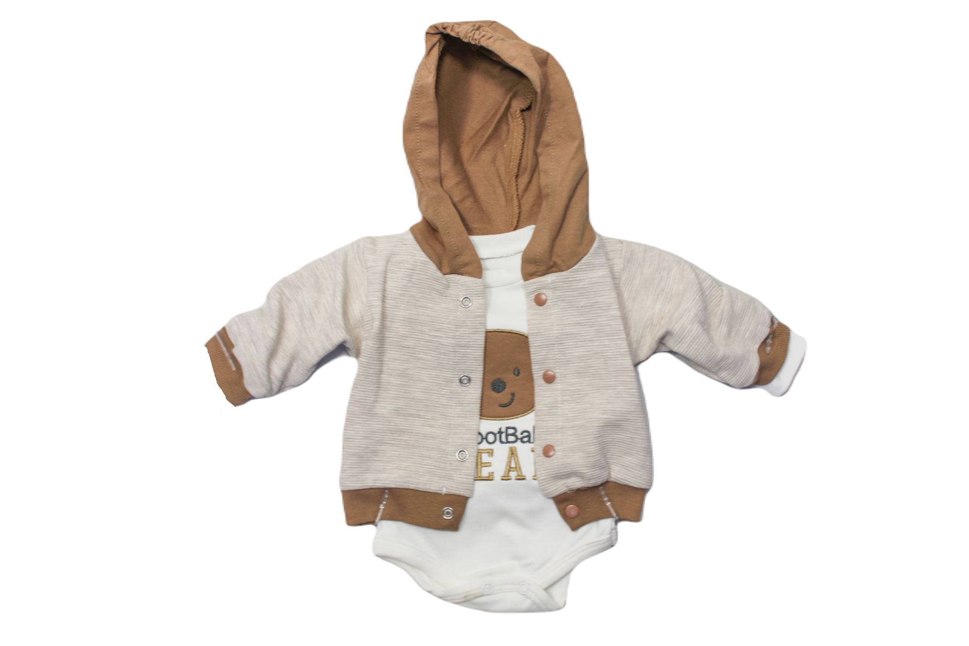 Alcan Avm Erkek Bebek Kahverengi Kapışonlu Zıbınlıklı Alt Üst Takım