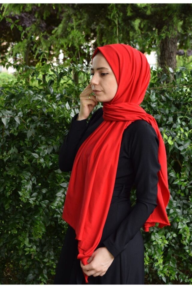 ALCANAVM Kadın Penye Şal Kırmızı Ob Ft 314