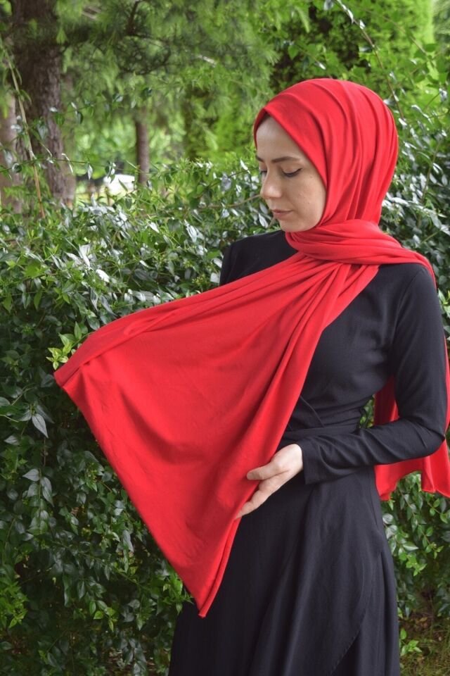 ALCANAVM Kadın Penye Şal Kırmızı Ob Ft 314