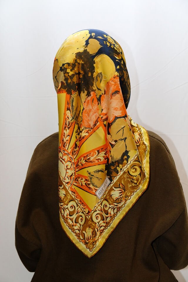 Alcan Avm AKER Sarı Desenli Eşarp