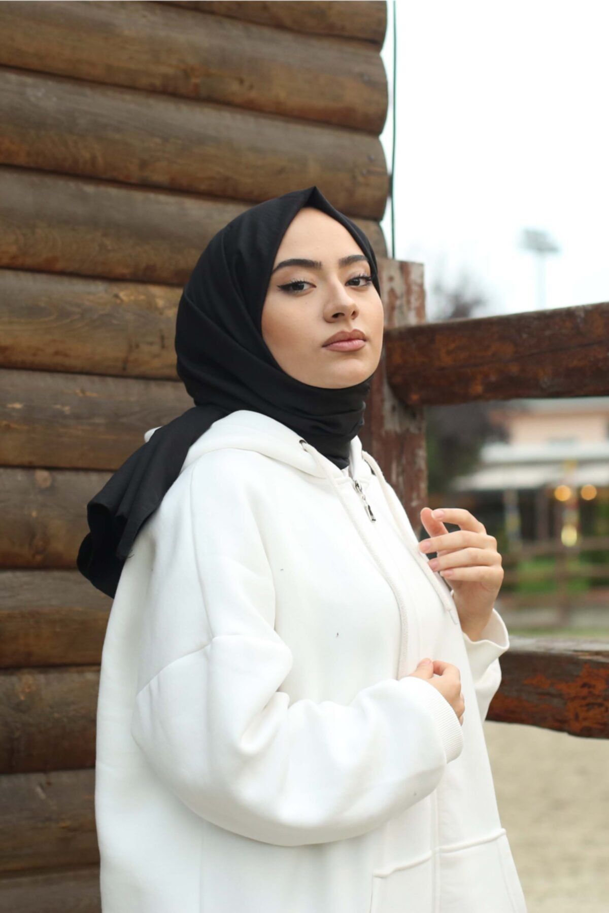 Tesettür Pamuk Kraş Cazz Şal Modeli - Siyah