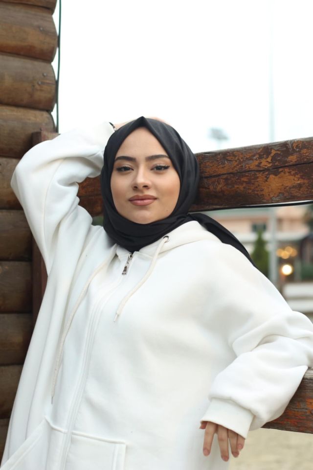 Tesettür Pamuk Kraş Cazz Şal Modeli - Siyah