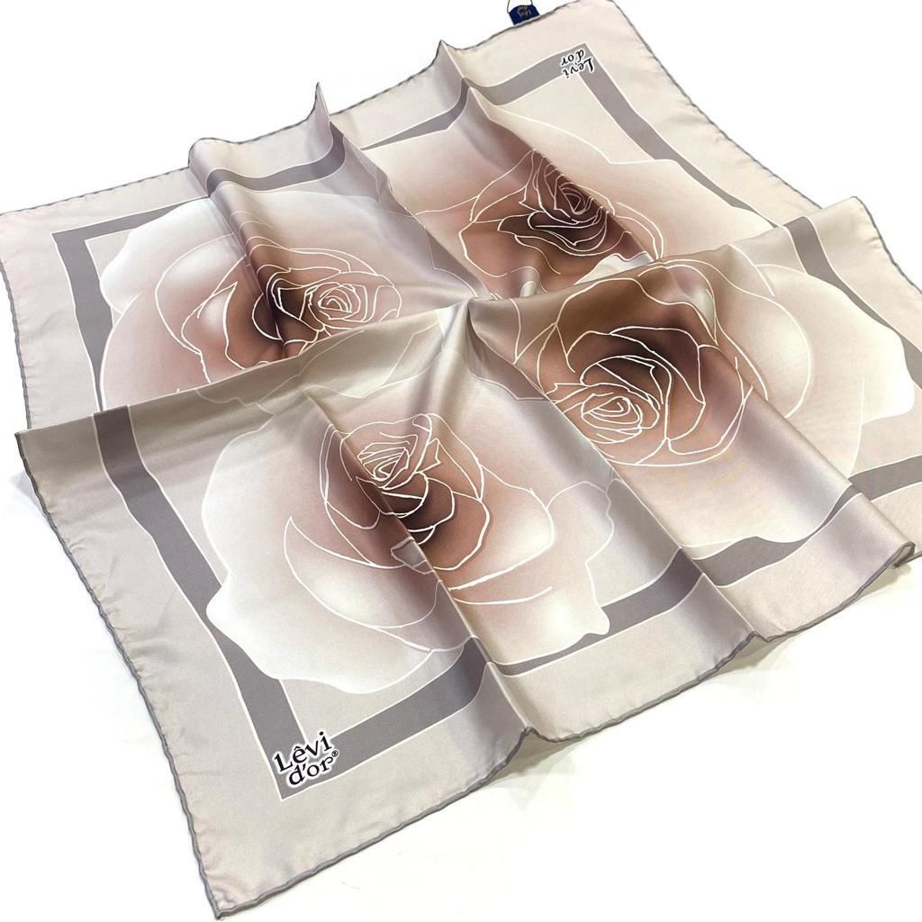 Levidor Bej, Gül Desenli İpek Eşarp 8689058355747