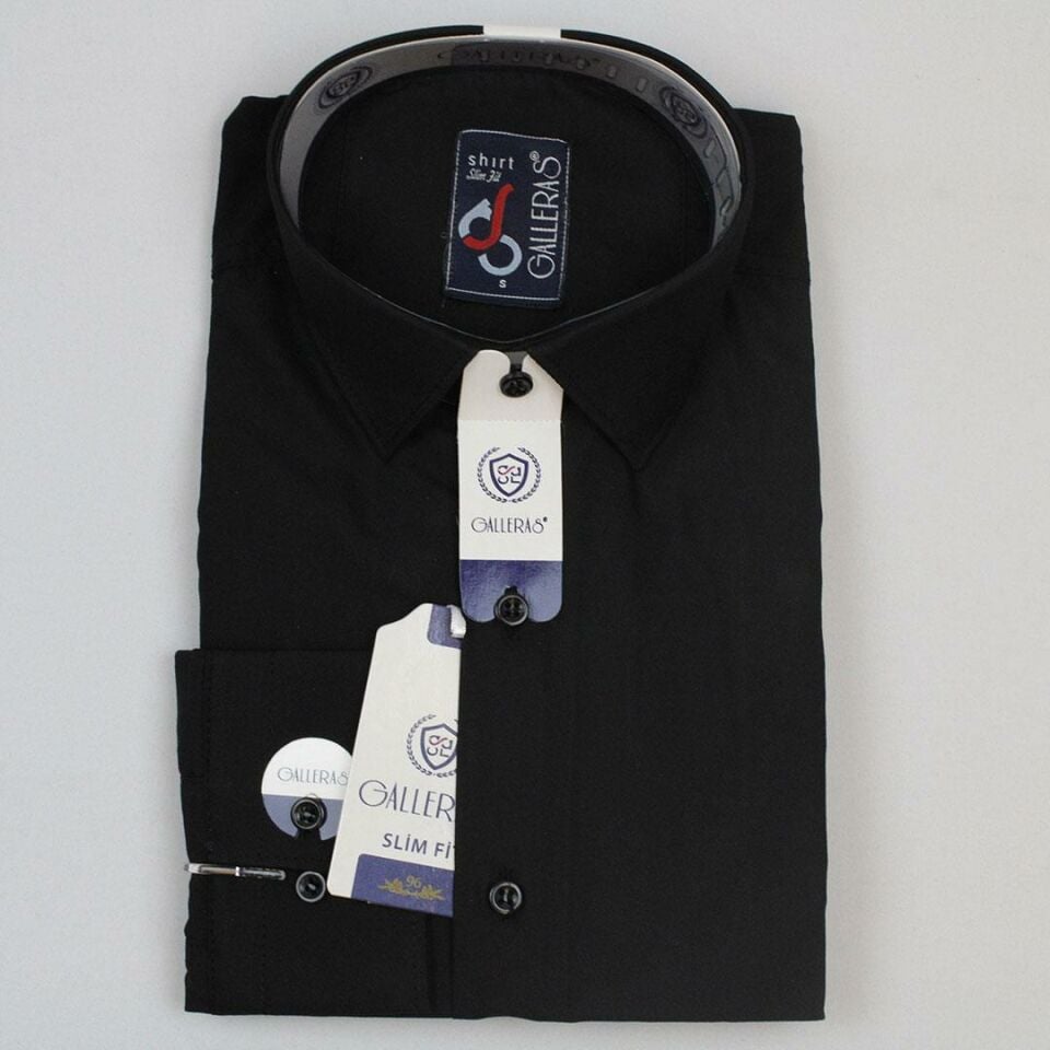 Galleras Slimfit Siyah Uzun Kollu Erkek Gömleği 8689020354678