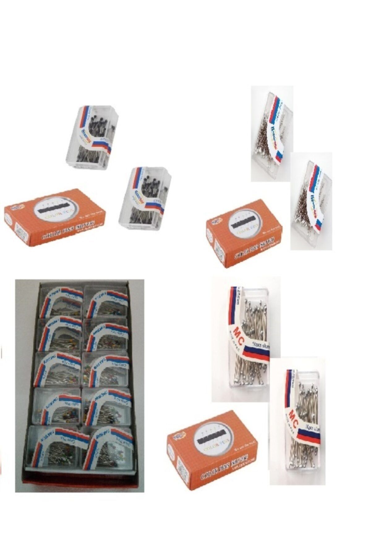 Siyah -renkli-gri-beyaz Başlı Toplu Iğne 1000 Adet