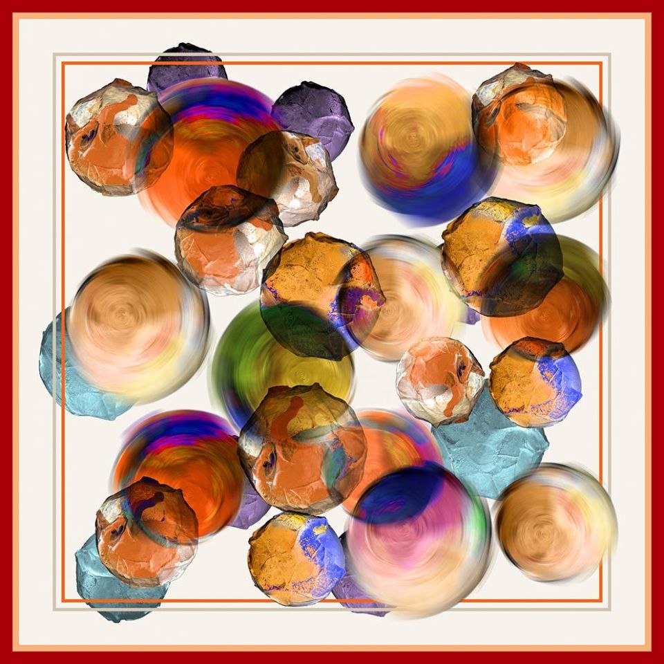 Alcanavm Etholle Turuncu, Baloncuk Desenli Dijital Soft Eşarp 8689058356011