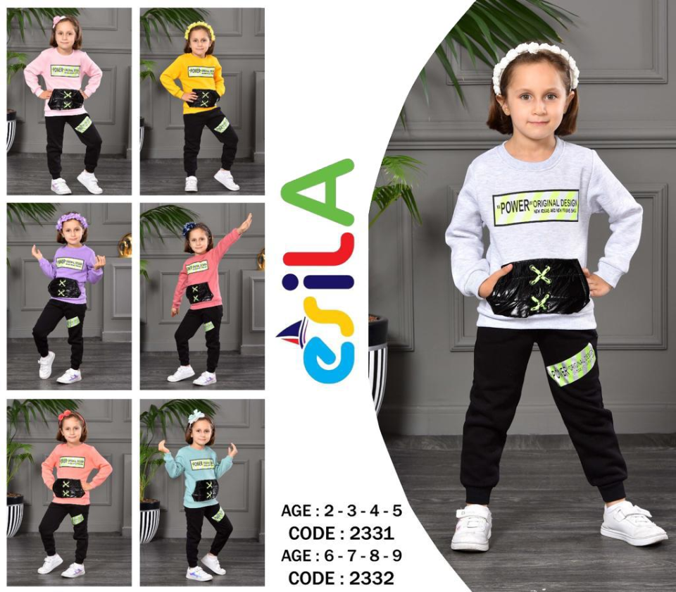 Alcanavm Esila Üç İplik Şardonlu Gri, Kız Takım-2331