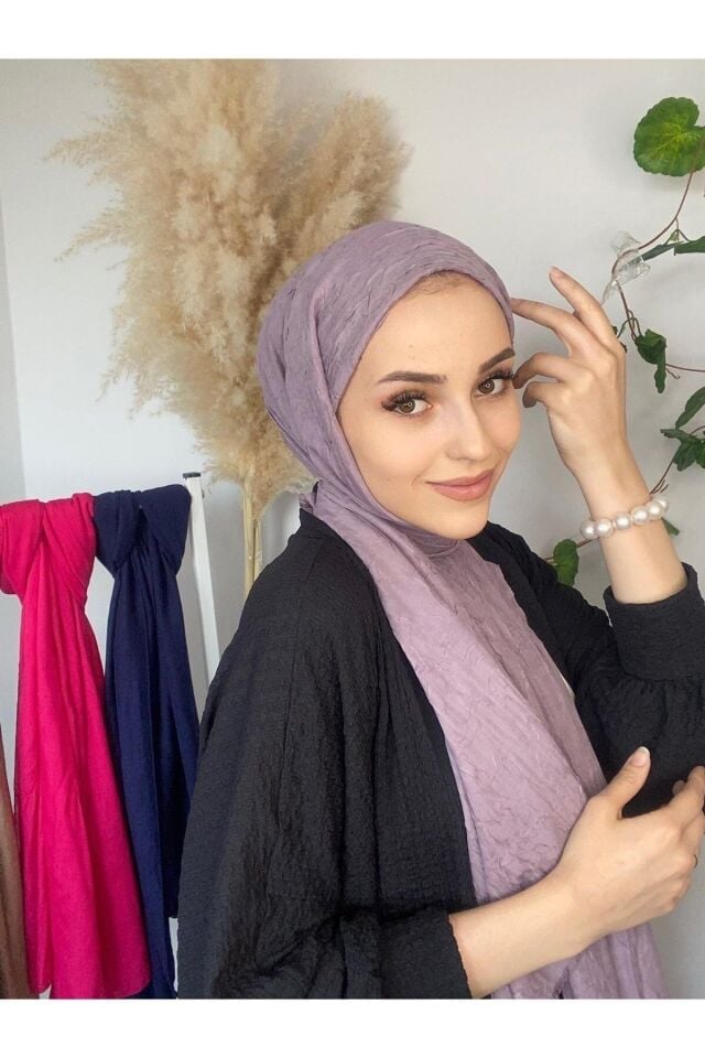AlcanAvmBambu Kraş Şal Koyu Lila