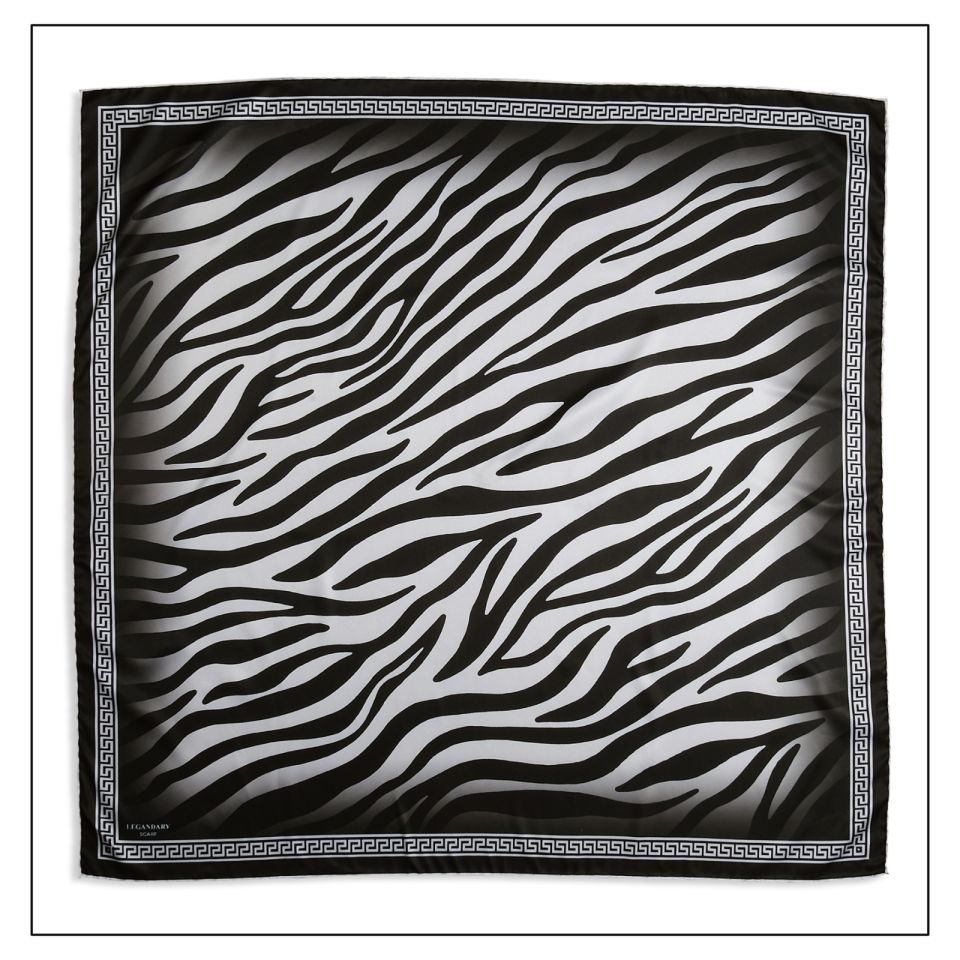 Alcan Avm Legandary Scarf  Zebra desenli Siyah Beyaz Desenli Eşarp