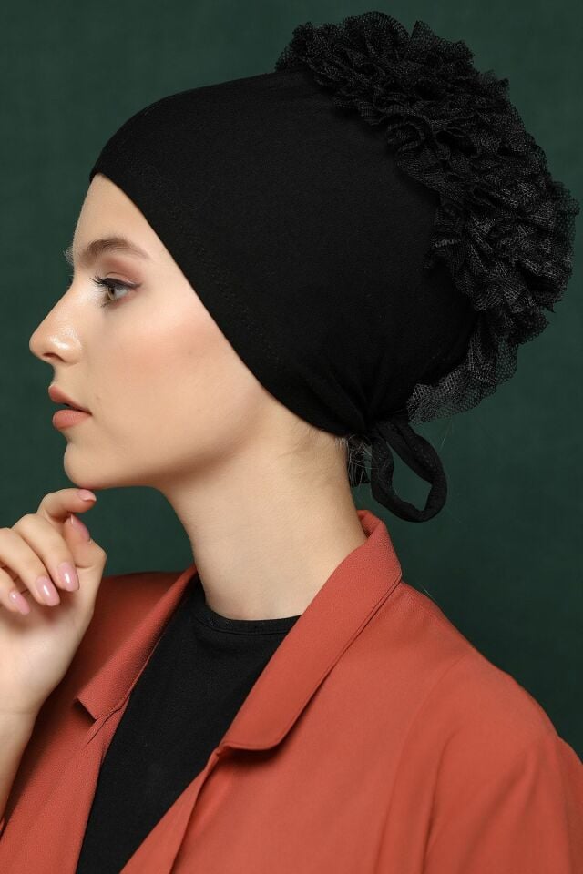 Fırfırlı Bone Siyah