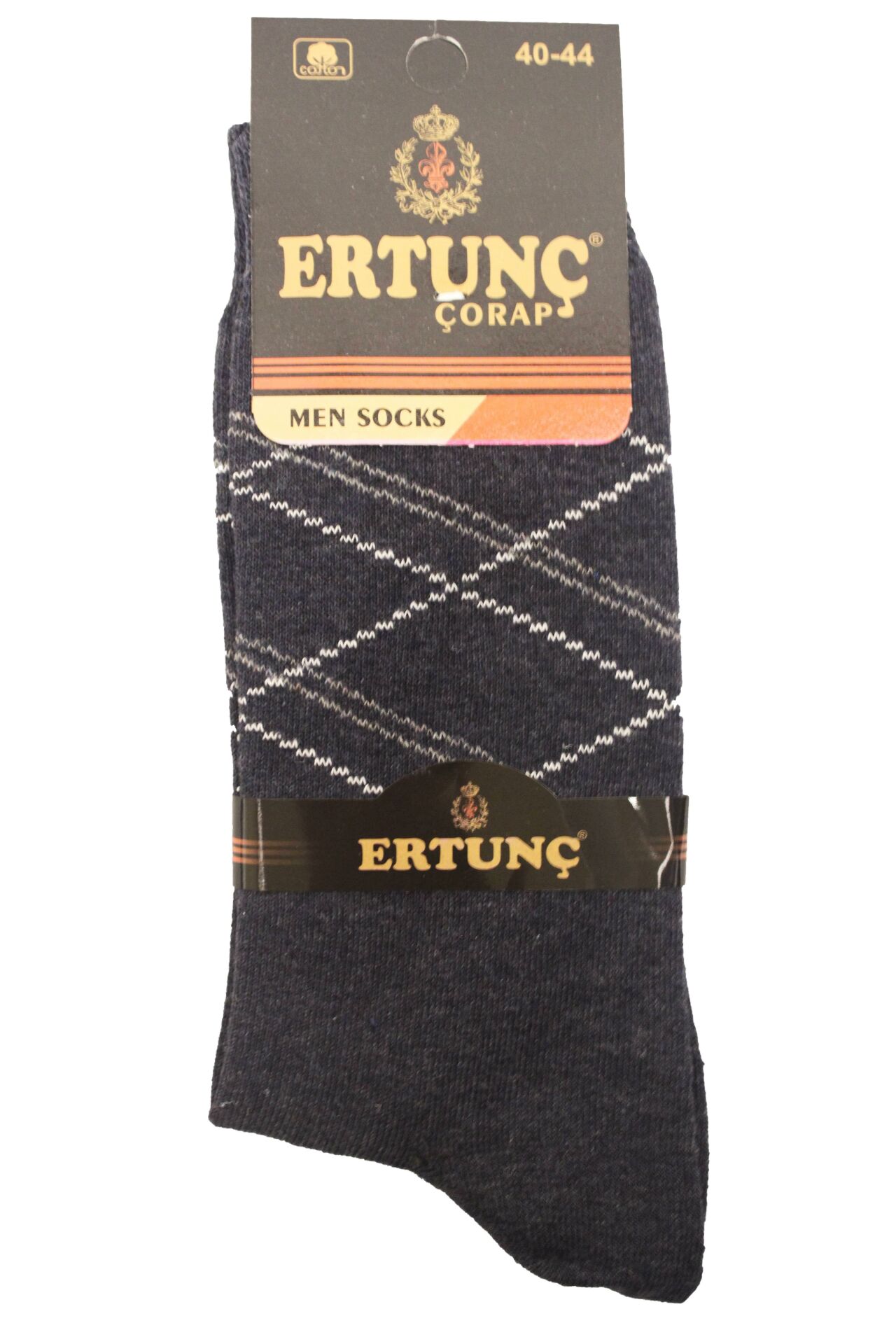 Alcanavm Lacivert Kare Çizgili Uzun Boyunlu Erkek Çorap