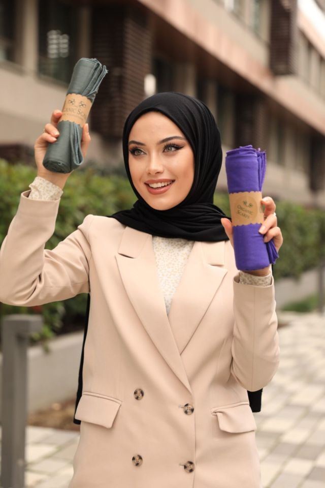 Tesettür Penye Şal Hijap Modeli - Siyah TYC00355923686